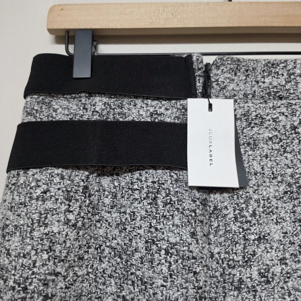 JLUXLABEL Womens Gisele Light Gray Tweed‎ Slit Skirt Sz S NWT